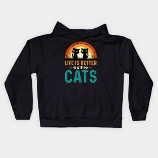 life is better with cats t-shirt Kids Hoodie